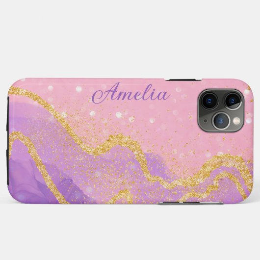 Elegant Glitter monogrammed naam Case-Mate iPhone Case (Achterkant (horizontaal))