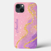 Elegant Glitter monogrammed naam Case-Mate iPhone Case (Achterkant)