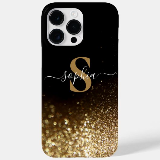 Elegant Glitter monogrammed naam Case-Mate iPhone Case (Achterkant)