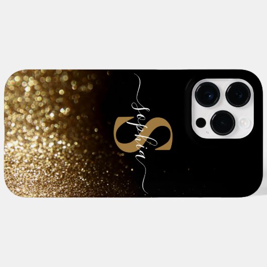 Elegant Glitter monogrammed naam Case-Mate iPhone Case (Achterkant (horizontaal))