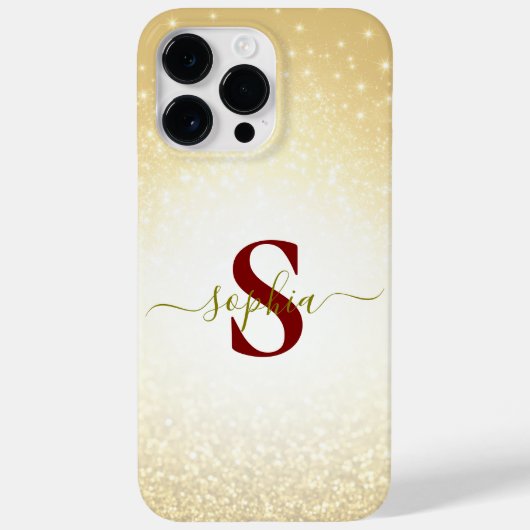 Elegant Glitter monogrammed naam Case-Mate iPhone Case (Achterkant)