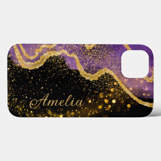 Elegant Glitter monogrammed naam Case-Mate iPhone Case (Achterkant (horizontaal))