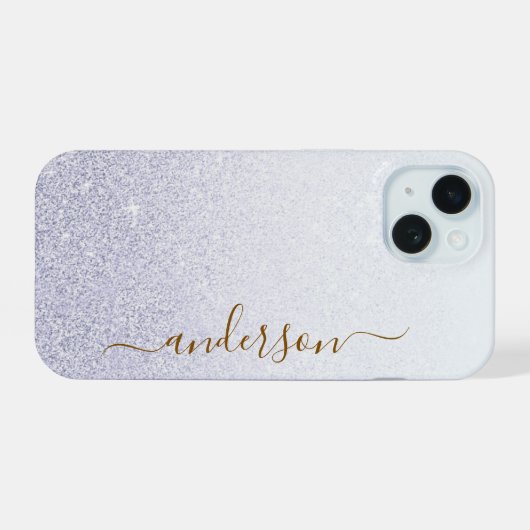 Elegant Glitter monogrammed naam iPhone 15 Case (Achterkant horizontaal)