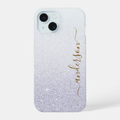 Elegant Glitter monogrammed naam iPhone 15 Case (Achterkant)