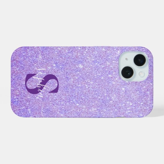 Elegant Glitter monogrammed naam iPhone 15 Case (Achterkant horizontaal)