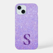 Elegant Glitter monogrammed naam iPhone 15 Case (Achterkant)