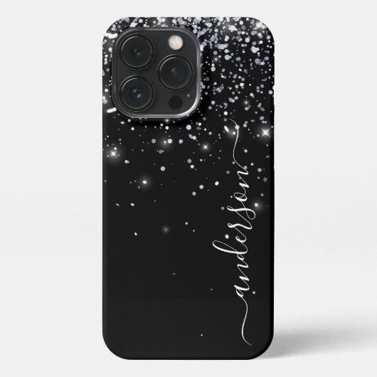 Elegant Glitter monogrammed naam iPhone Hoesje (Achterkant)