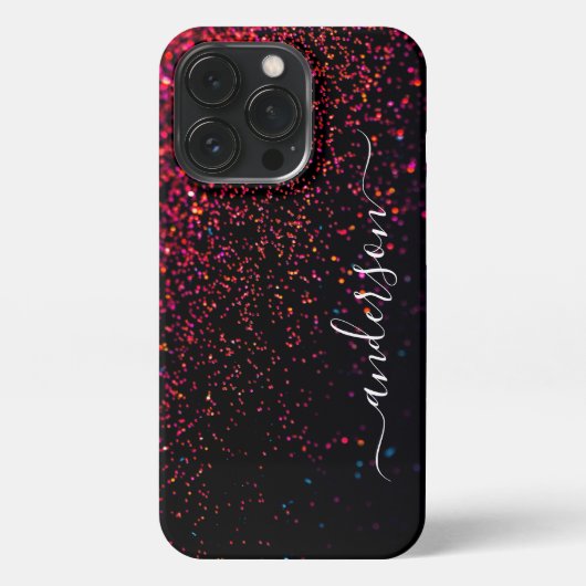 Elegant Glitter monogrammed naam iPhone Hoesje (Achterkant)