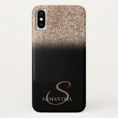 Elegant Glitter Ombre Black Monogram Case-Mate iPhone Case (Achterkant)