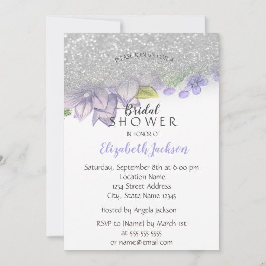 Elegant Glitter Ombre, Flowers Vrijgezellenfeest Kaart (Voorkant)