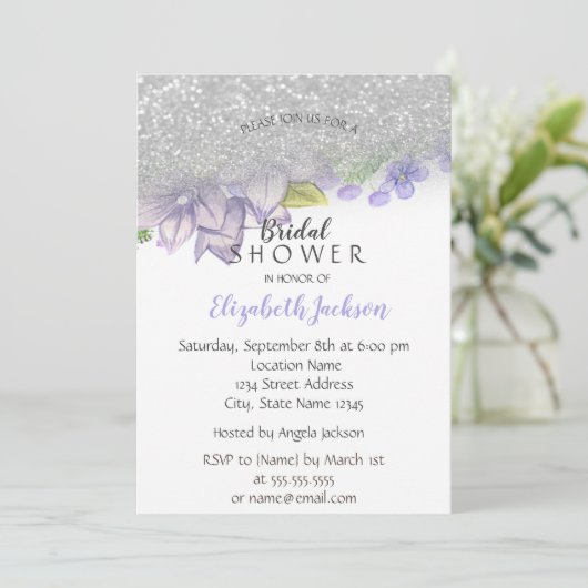 Elegant Glitter Ombre, Flowers Vrijgezellenfeest Kaart (Staand voorkant)