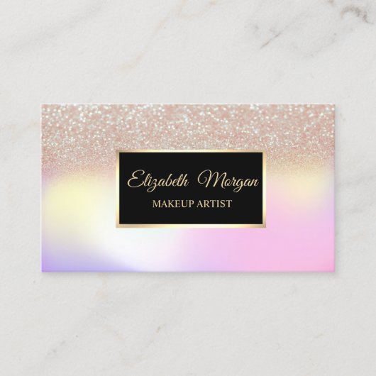 Elegant Glitter Ombre Holographic Lijst Visitekaartje (Voorkant)