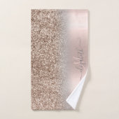 Elegant Glitter Ombre Roos Gold Monogram Bad Handdoek (Handdoek)