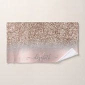 Elegant Glitter Ombre Roos Gold Monogram Bad Handdoek (Handdoek)