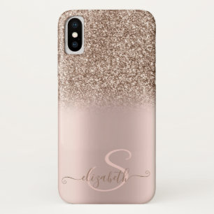 Elegant Glitter Ombre Roze Gouden Monogram Case-Mate iPhone Case