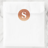 Elegant Glitter Oranje Monogram Envelope Seal Ronde Sticker (Tas)