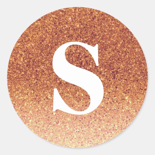 Elegant Glitter Oranje Monogram Envelope Seal Ronde Sticker (Voorkant)