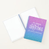 Elegant Glitter Paars Blue Ombre Sketchbook Notitieboek (Binnen)
