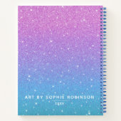 Elegant Glitter Paars Blue Ombre Sketchbook Notitieboek (Achterkant)