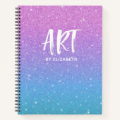 Elegant Glitter Paars Blue Ombre Sketchbook Notitieboek