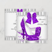 Elegant Glitter Paars Glamor High Heels White Kaart (Voorkant / Achterkant)