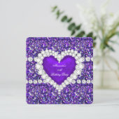 Elegant Glitter Paars Heart Birthday Party Kaart (Staand voorkant)