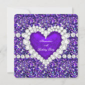 Elegant Glitter Paars Heart Birthday Party Kaart (Voorkant)