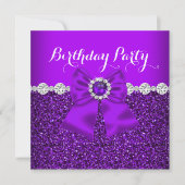Elegant Glitter Paars Pearl Diamonds Bow Birthday Kaart (Voorkant)