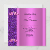 Elegant Glitter Paars Pink Diamond Bow Birthday Kaart (Achterkant)