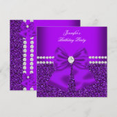 Elegant Glitter Paarse Diamonds 2 Kaart (Voorkant / Achterkant)