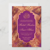 Elegant Glitter Paarse Islamitische bruiloft Kaart (Voorkant)