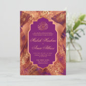 Elegant Glitter Paarse Islamitische bruiloft Kaart (Staand voorkant)