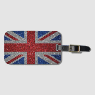 Elegant glitter Patriotic U.K. flag Bagagelabel