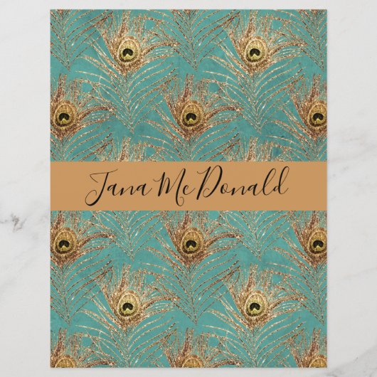 Elegant Glitter Peacock Feathers Gepersonaliseerd (Voorkant)