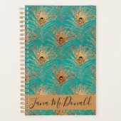 Elegant Glitter Peacock Feathers Gepersonaliseerd Planner (Voorkant)
