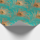 Elegant Glitter Peacock Feathers Patroon Cadeaupapier (Hoek)