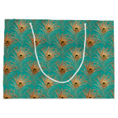 Elegant Glitter Peacock Feathers Patroon Groot Cadeauzakje (Achterkant)