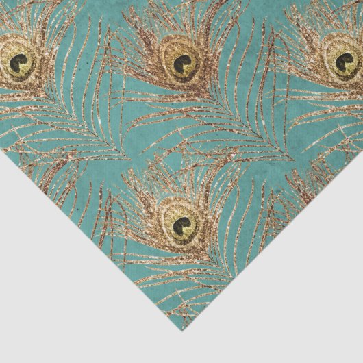 Elegant Glitter Peacock Feathers Patroon Tissuepapier (Detail)