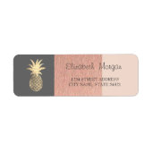 Elegant, Glitter Pineapple, StripedAddress Label (Voorkant)