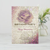 Elegant Glitter Pink Birthday Uitnodiging (Staand voorkant)