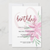 Elegant Glitter Pink Calligraphy Birthday Invitati Kaart (Voorkant)