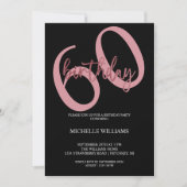 Elegant Glitter Pink Calligraphy Birthday Invitati Kaart (Voorkant)