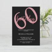 Elegant Glitter Pink Calligraphy Birthday Invitati Kaart (Staand voorkant)
