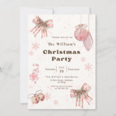 Elegant Glitter Pink Coquette Christmas Party Kaart (Voorkant)