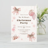 Elegant Glitter Pink Coquette Christmas Party Kaart (Staand voorkant)