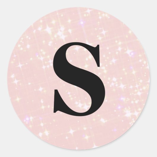 Elegant Glitter Pink Monogram Envelopzegel Ronde Sticker (Voorkant)