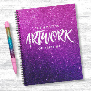 Elegant Glitter Pink Paars Sketchbook Notitieboek