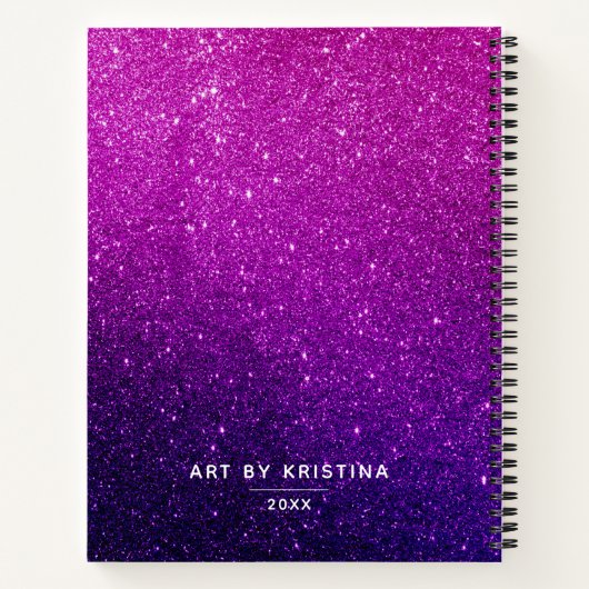 Elegant Glitter Pink Paars Sketchbook Notitieboek (Achterkant)