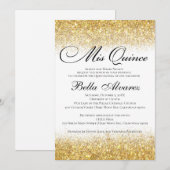 Elegant Glitter Quinceañera Uitnodiging Mis Quince (Voorkant / Achterkant)