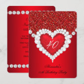 Elegant Glitter Red Diamond Heart Birthday Kaart (Voorkant / Achterkant)